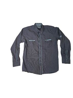 7 Diamonds Mens Long Sleeve Button-Up Shirt Size XL Gray Blue